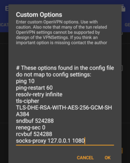 OpenVPN Custom
Options