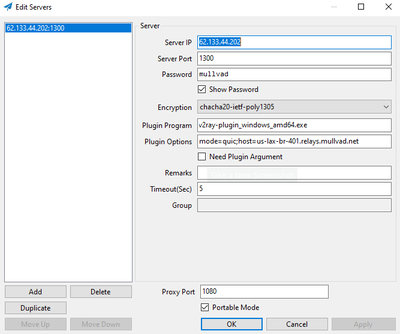 Shadowsocks
settings