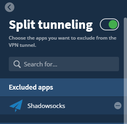 Mullvad Split tunneling
settings